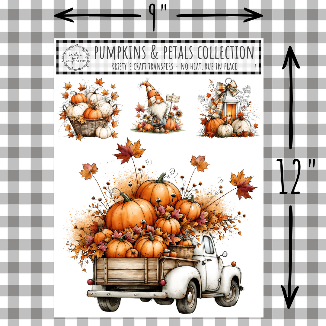 Pumpkins &amp; Petals Tuck Load of Pumpkins - Rub On Transfers - 1