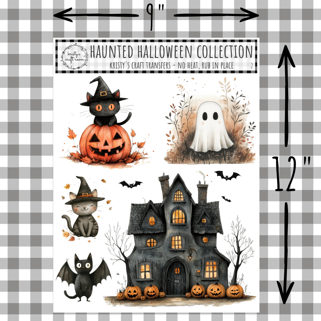 Haunted Halloween - Bats &amp; Cats Rub On Transfers - 2