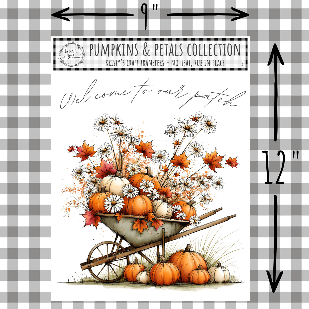 Pumpkins &amp; Petals Wheelbarrow of Pumpkins - Rub On Transfers - 2