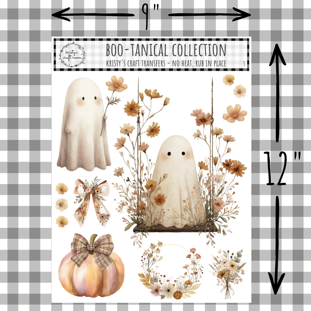 BOO-Tantical - Botanical Ghosts Swing into Fall Rub On Transfers - 3