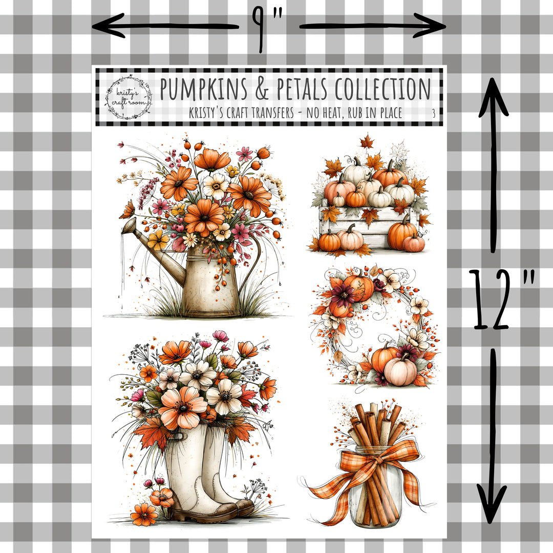 Pumpkins &amp; Petals in tne Garden - Rub On Transfers - 3