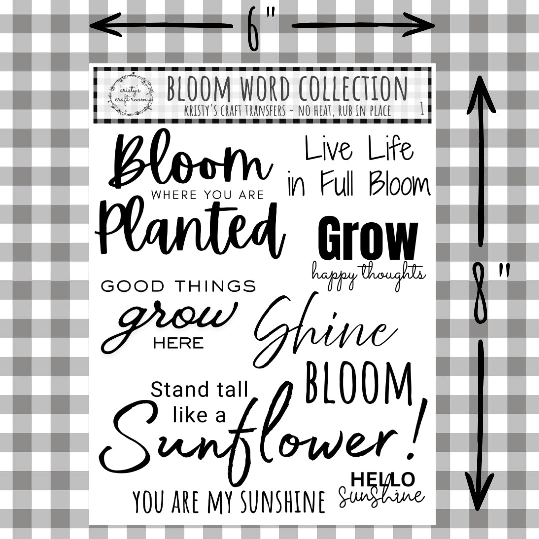 Bloom Word Collection - Rub On Transfers - 1