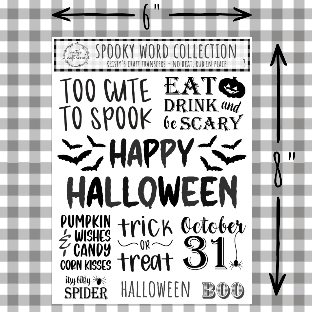 Spooky Word Collection - Rub On Transfers - 3