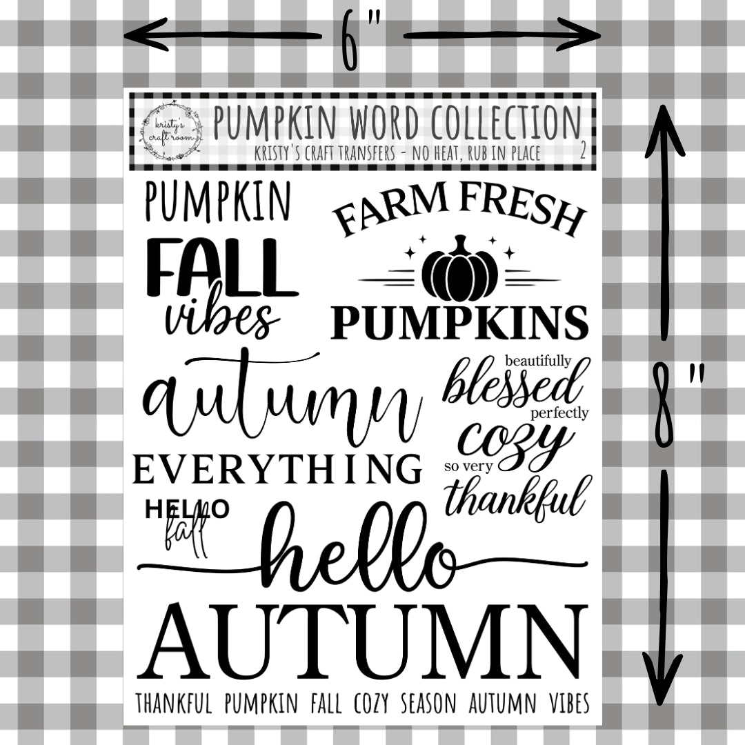 Pumpkin Word Collection - Rub On Transfers - 2