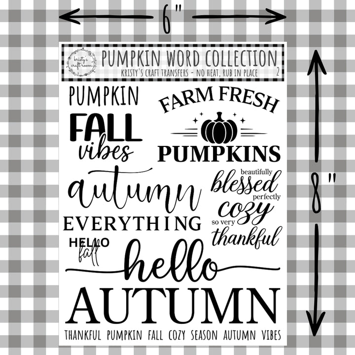 Pumpkin Word Collection - Rub On Transfers - 2