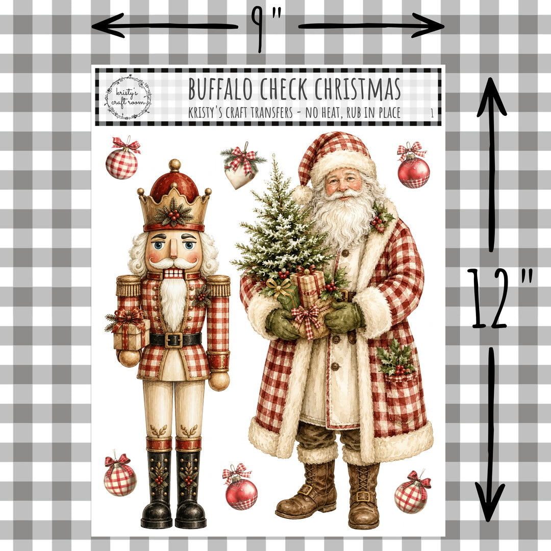 Buffalo Check Christmas - Rub On Transfer - Bundle