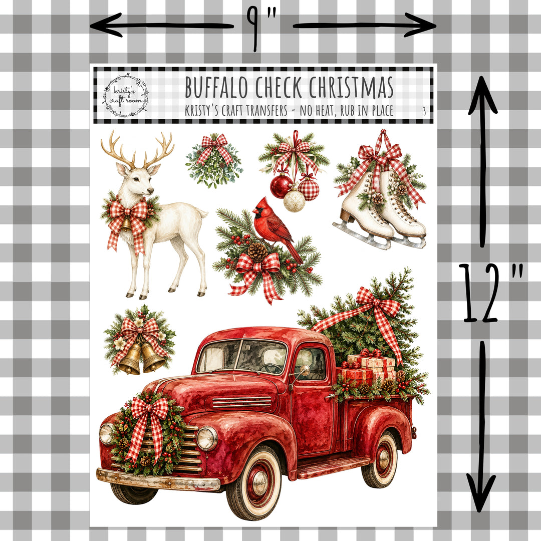 Buffalo Check Christmas - Rub On Transfer - Bundle