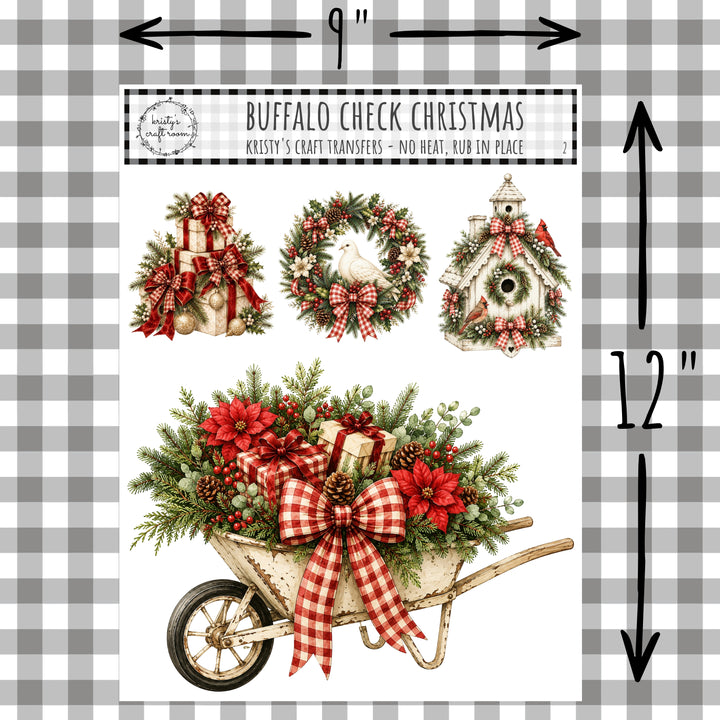 Buffalo Check Christmas - Rub On Transfer - Bundle