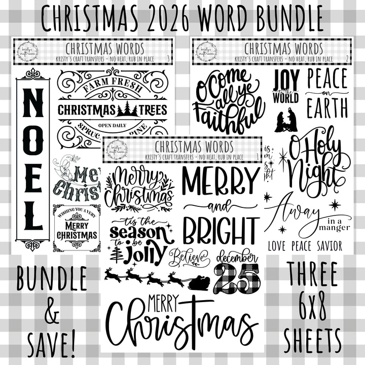 Christmas 2026 Word - Rub On Transfer - Bundle