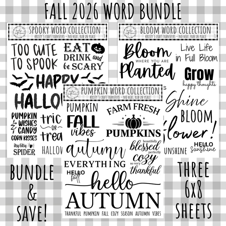 Fall 2026 Word - Rub On Transfer - Bundle