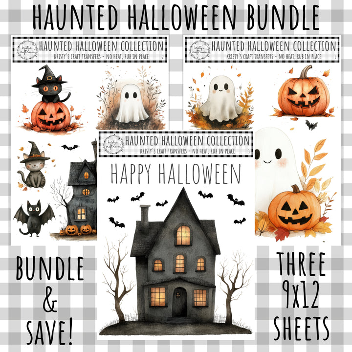 Haunted Halloween - Rub On Transfer - Bundle