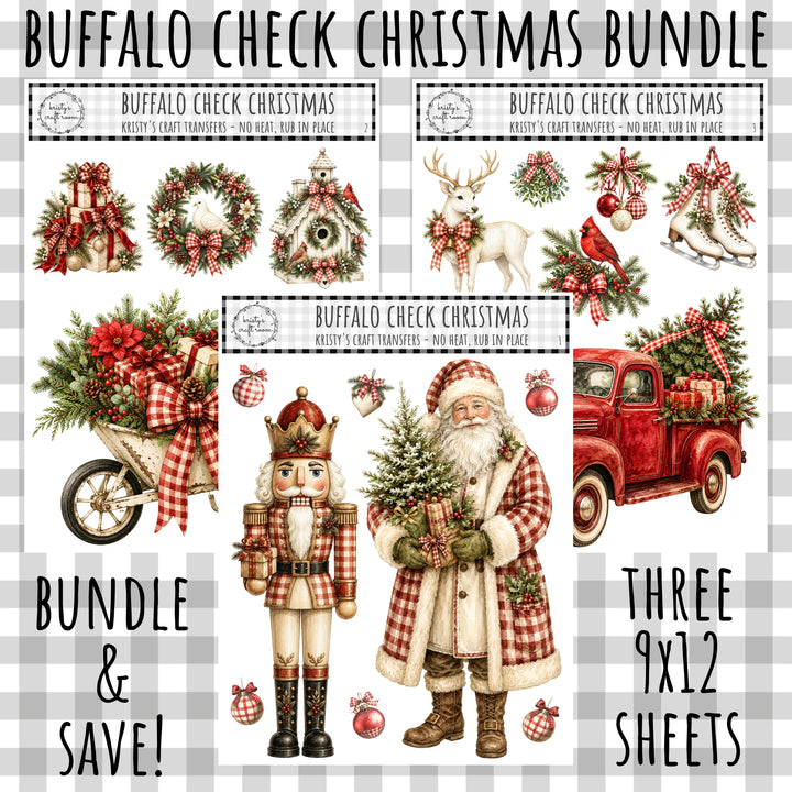 Buffalo Check Christmas - Rub On Transfer - Bundle