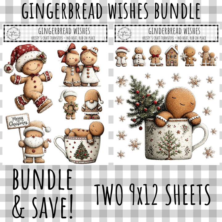 Gingerbread Wishes - Rub On Transfer - Bundle