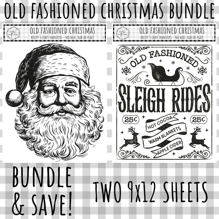 Old Fashioned Christmas - Rub On Transfer - Bundle