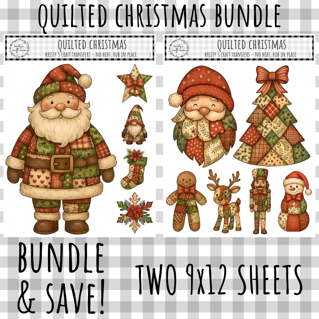 Quilted Christmas - Rub On Transfer - Bundle