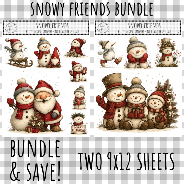 Snowy friends - Rub On Transfer - Bundle