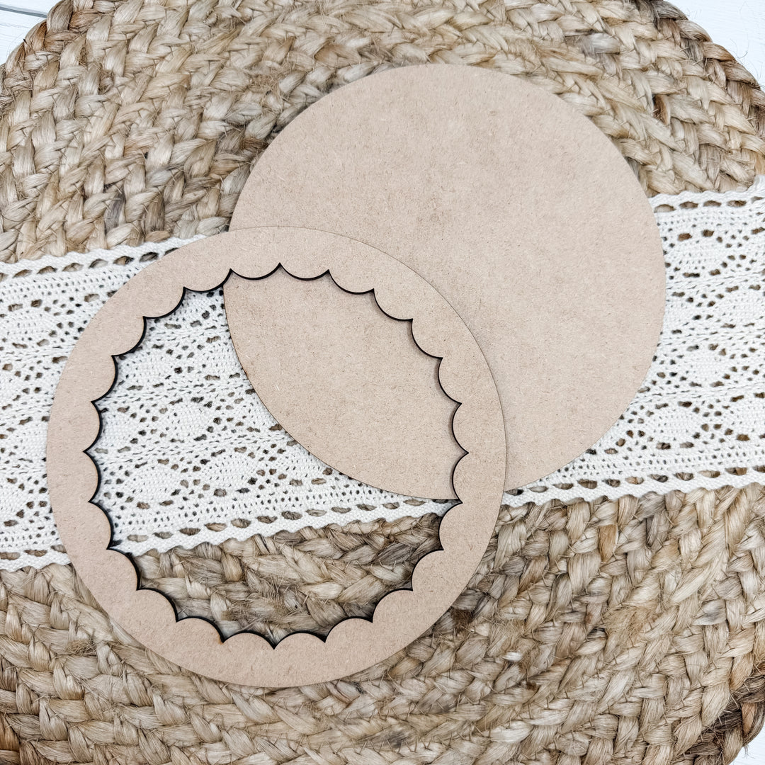 Medium Scalloped Round Frame Wood Blank 6"X6"
