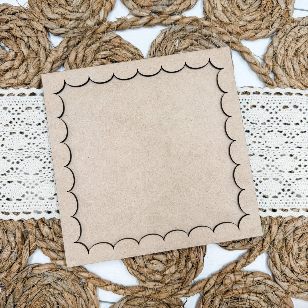 Medium Scalloped Square Frame Wood Blank 6"X6"