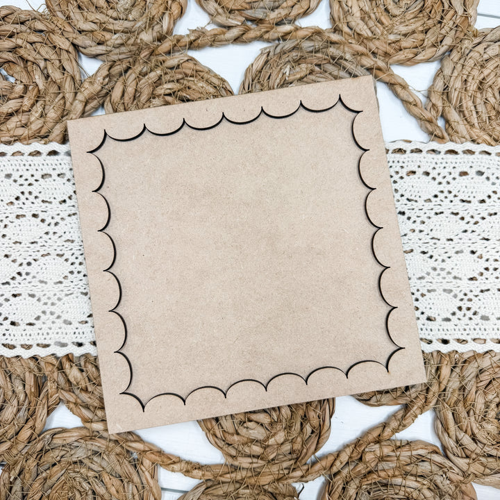Medium Scalloped Square Frame Wood Blank 6"X6"