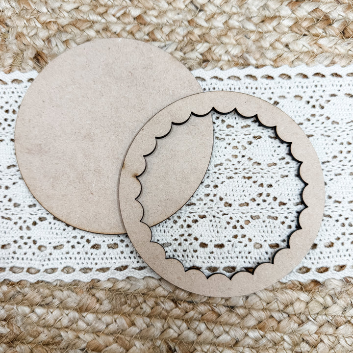 Small Scalloped Round Frame Wood Blank 4"X4"
