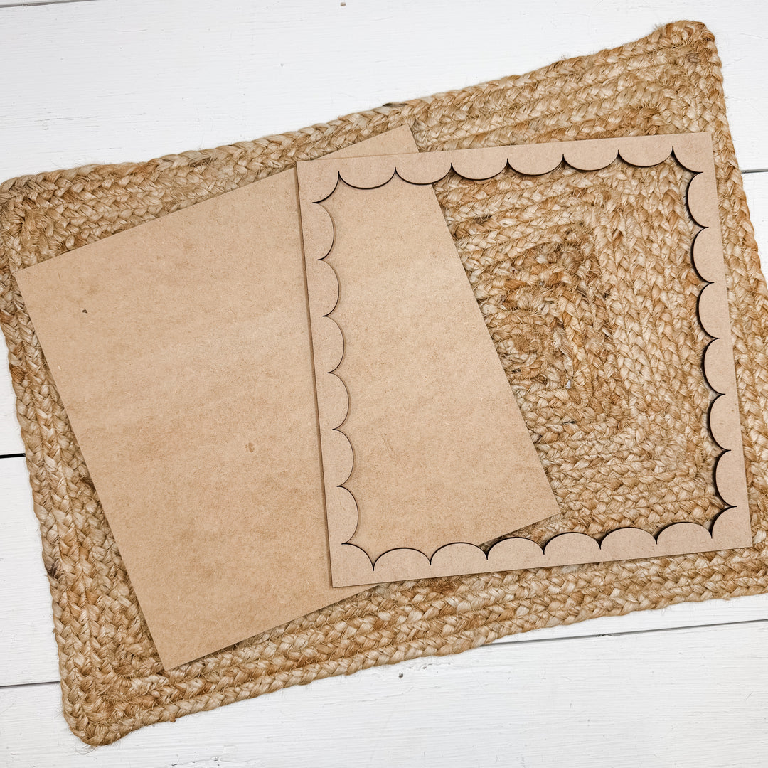 Large Scalloped Square Frame Wood Blank 10"x10"