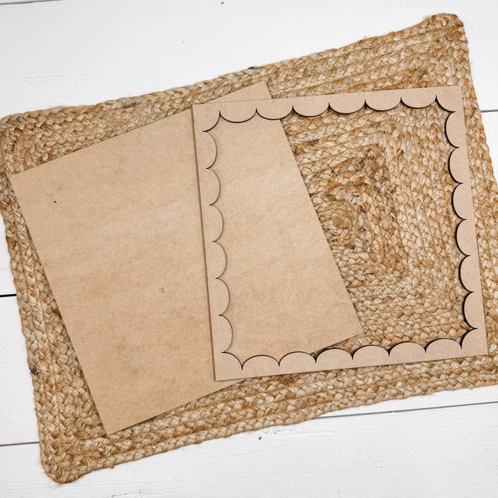 Large Scalloped Square Frame Wood Blank 10"x10"