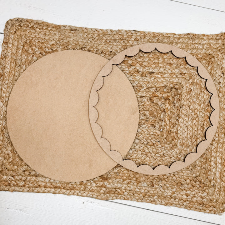 Large Scalloped Round Frame Wood Blank 10"x10"