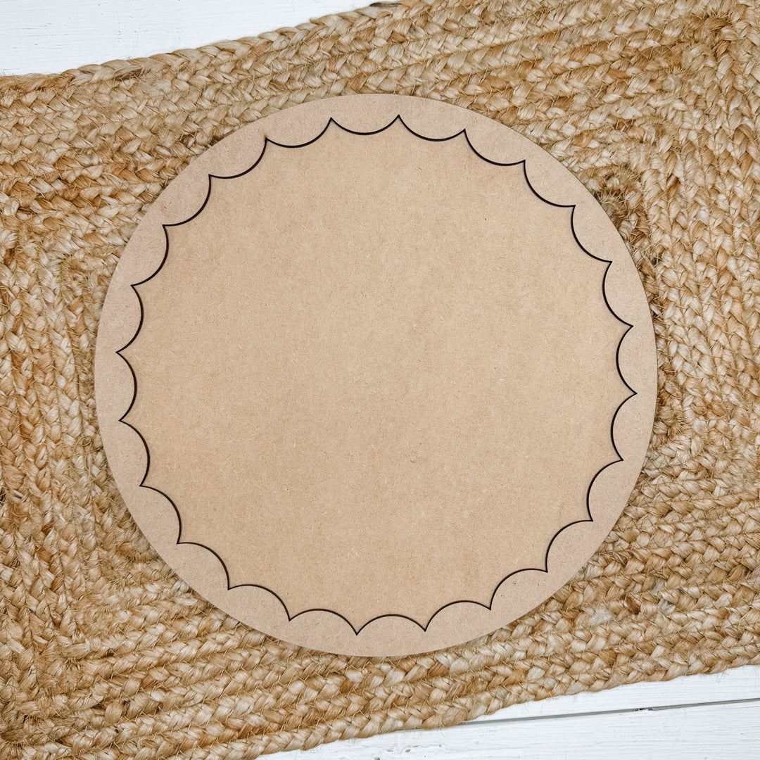 Large Scalloped Round Frame Wood Blank 10"x10"