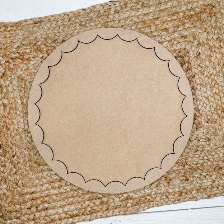 Large Scalloped Round Frame Wood Blank 10"x10"