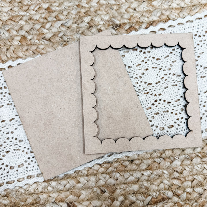 Small Scalloped Round Frame Wood Blank 4"x4"