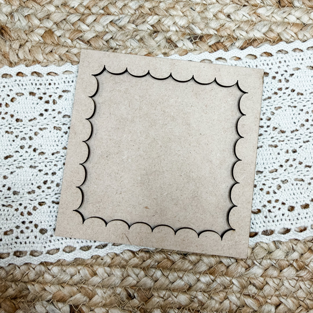 Small Scalloped Round Frame Wood Blank 4"x4"
