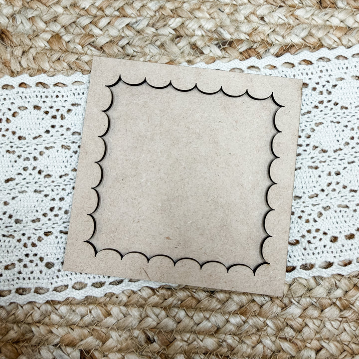 Small Scalloped Round Frame Wood Blank 4"x4"