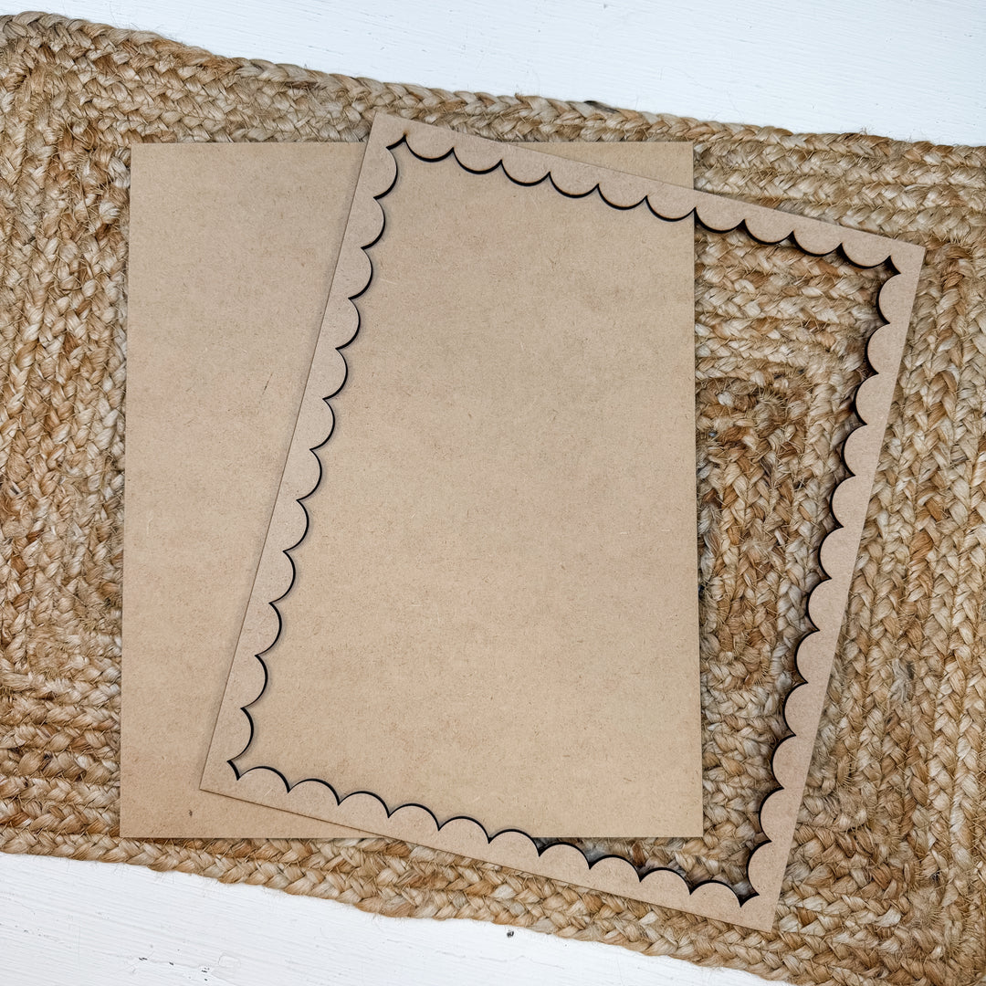 X-Large Scalloped Rectangle Frame Wood Blank 9"x11"