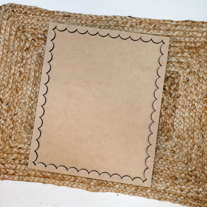 X-Large Scalloped Rectangle Frame Wood Blank 9"x11"