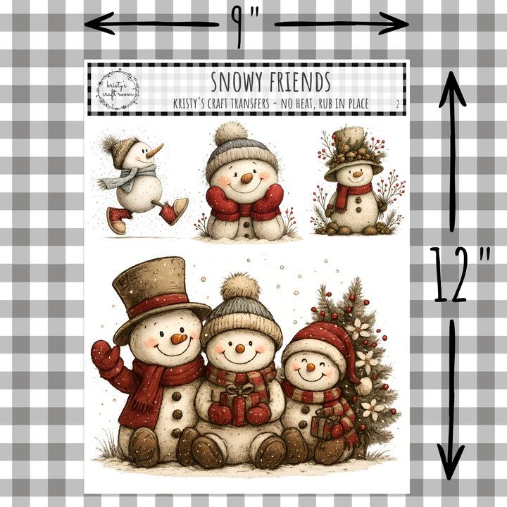 Snowy friends - Rub On Transfer - Bundle