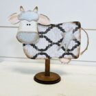 Primitive Farmhouse Cow wood and metal cutout for crafting diy