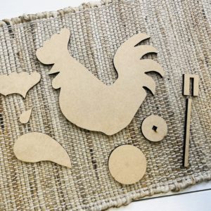 This is a rooster wood cutout