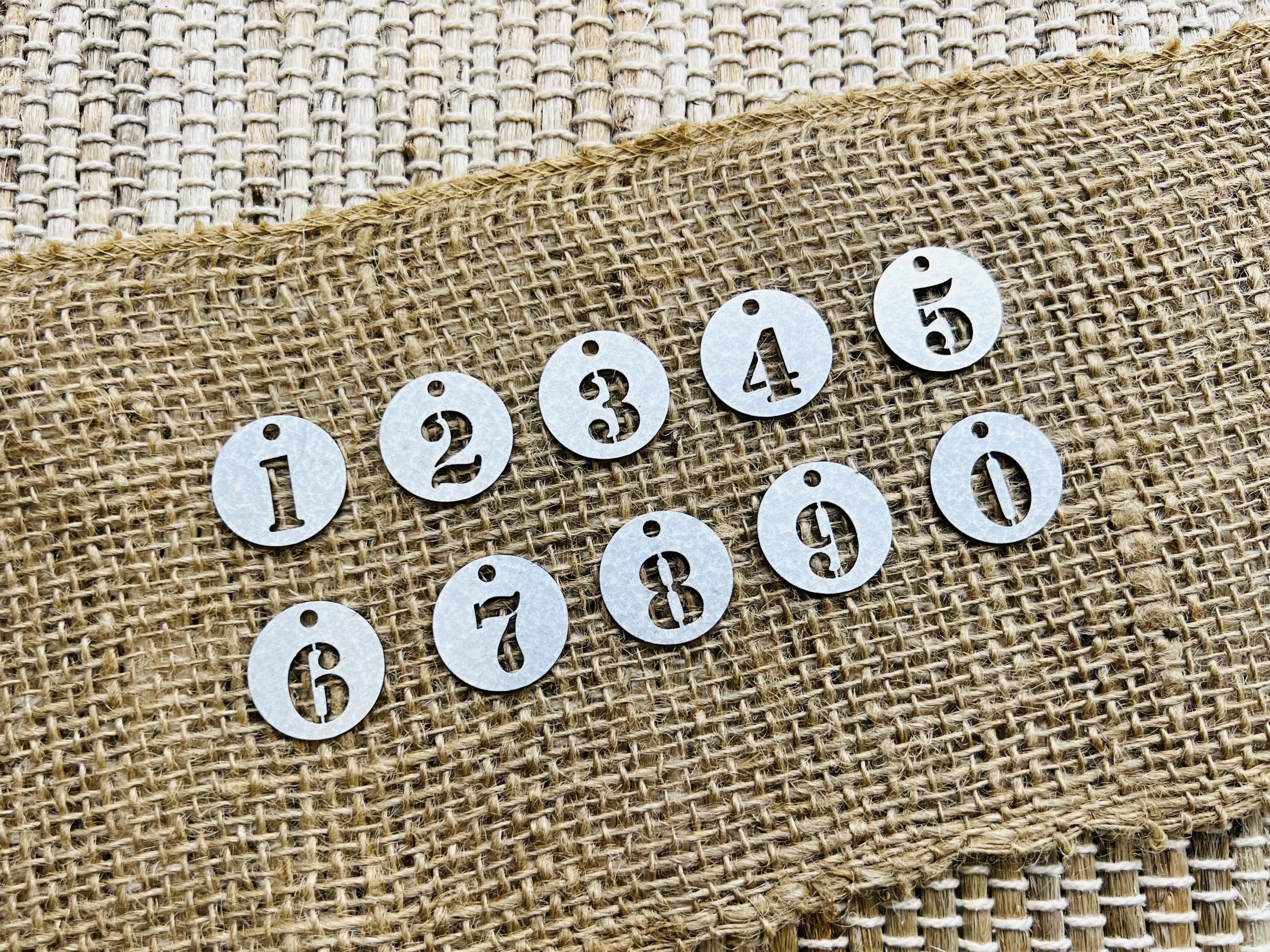Variety of small number tags to embellish crafts and diy projects