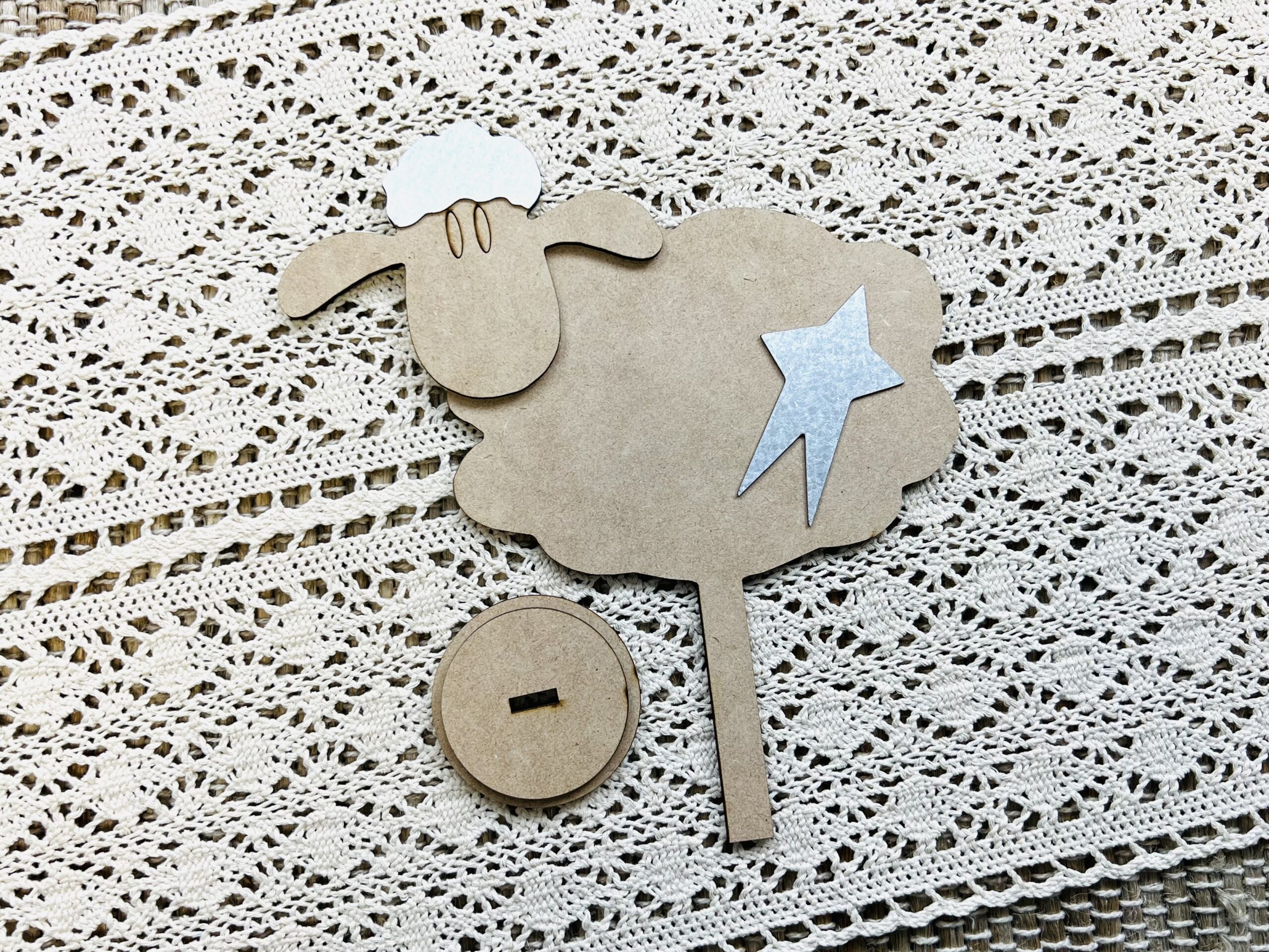 Sheep wood and galvanized metal cutout for farmhouse diy and crafting
