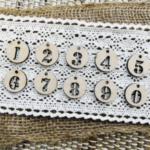 Variety of small wood number tags to embellish crafts and diy projects
