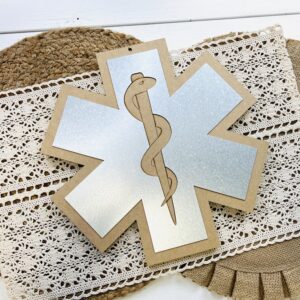 EMS - EMT wood shape with a metal overlay that is easy to paint for a hanger for crafting and diy projects