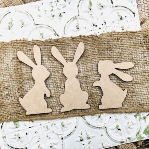 This is a mini bunny cutout set featuring three bunny cutouts for crafting