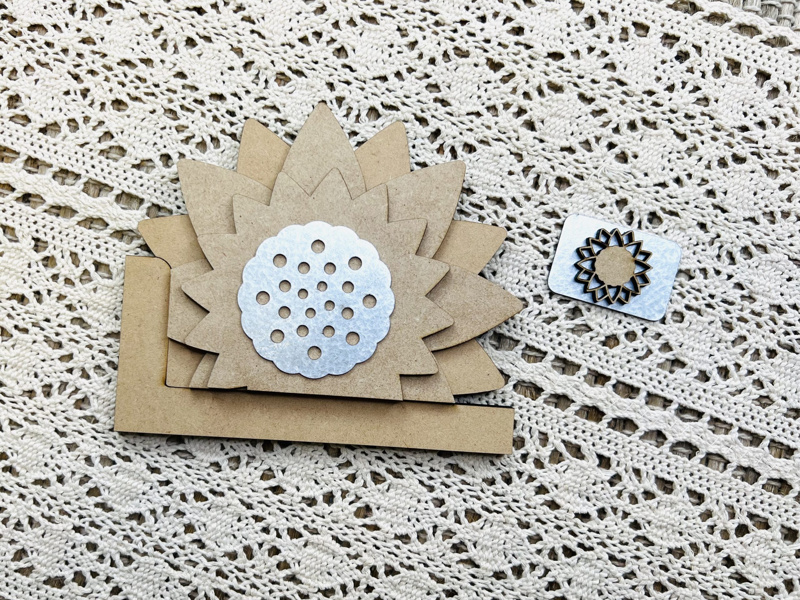 This is a sunflower cutout set with a piece of metal for the magnet plate. this craft is to be used with the interchangeable truck