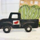 This is a farmhouse truck with an interchangeable watermelon set for crafting. This is a finished painted variation of the cutout set.