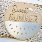Wood and metal cutouts for crafting and diy projects. watermelon theme for decoration and home decor or door hanger