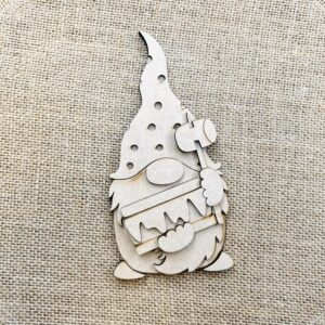 S'mores gnome wood cutout for crafting a diy tiered tray